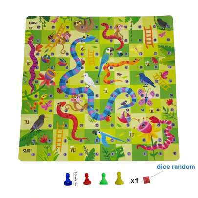Snakes And Ladders Game, Crazy Zoo & Neon Pink Party 35*35cm Large Size Snake Ladder Board Game, Natural Latex Material Portable Stainless, Ideal For Outdoor Party, Family Gathering, Entertainment