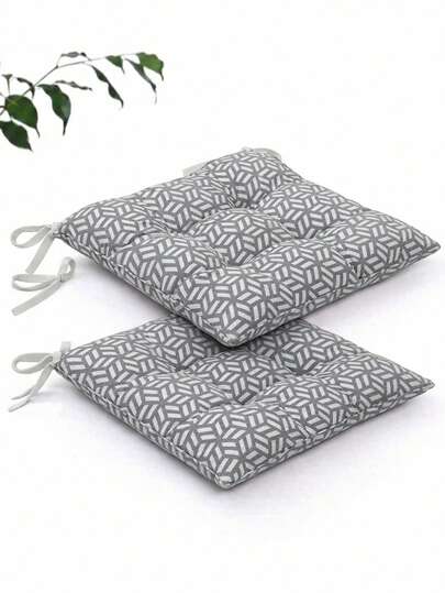 2-Piece Premium Luxury Chair Cushion Set - 40x40 Cm - Softly Filled, Comfortable Seat Cushions, Non-Slip With Practical Tie System - Stylish Design, For Kitchen& Dining Room& Garden Chairs
