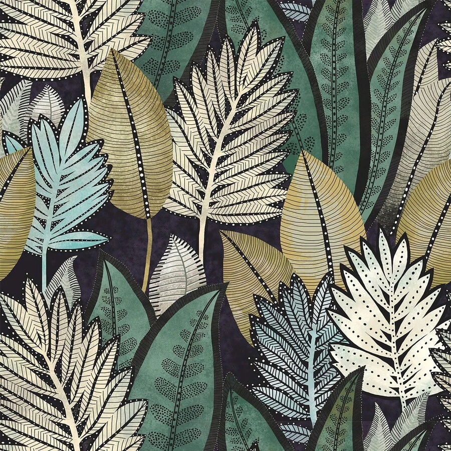 1 Roll Plant Leaf Wallpaper, Fashionable Plant Leaf Wallpaper, Exquisite Indoor Decoration Film, Suitable For Decorating Rooms, Kitchens And Cabinet Surfaces, Easy To Install And Remove, Handmade Stickers - Plant Leaves - View 1