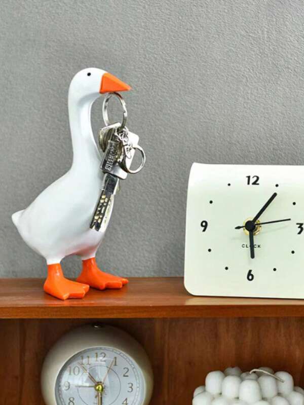 1pc Cute Resin White Goose Figurine, Nordic Ins Style Home Decor, Lovely Desktop Ornament, Housewarming Gift