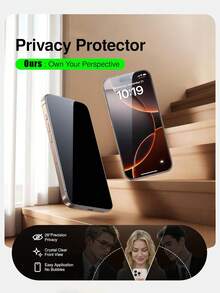 5 piezas - Protector de pantalla de vidrio templado con privacidad para iPhone 16 Pro Max, protección contra caídas de grado militar, dureza 9H, protector de pantalla con privacidad, fácil instalación, compatible con fundas de teléfono, sin burbujas ni bordes blancos, protección completa para la pantalla y la privacidad - Negro - Ver 3
