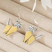 Cute Cartoon Cat Pendant Earrings, Sweet Girl Style Earrings, Great Gift Choice For Graduation & Daily Wear - Silver - View 1