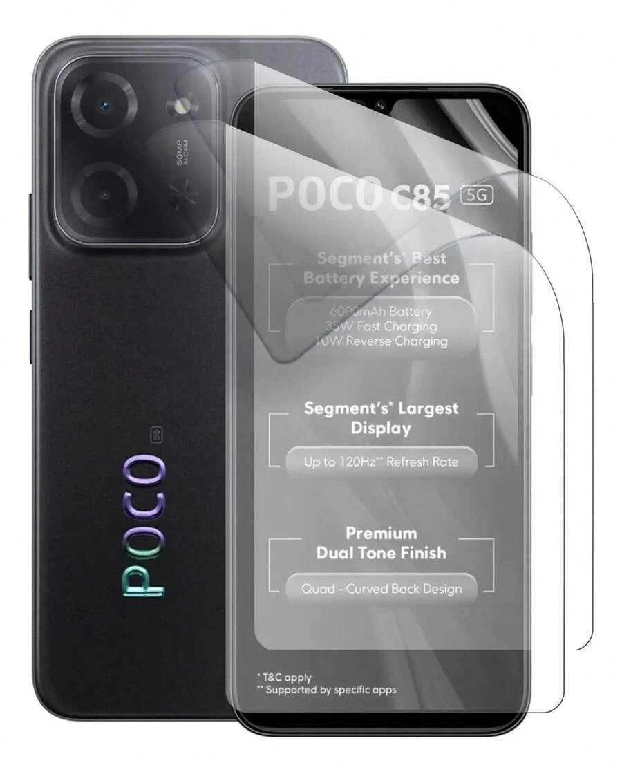 Poco C85 5g - 2 Micas Hidrogel Diferentes acabados - Mate - Ver 1