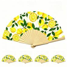 檸檬印花摺疊扇，適合海灘度假、戶外野餐和日常通勤。這是一款便攜式竹製夏季扇子。 - A - 查看 13