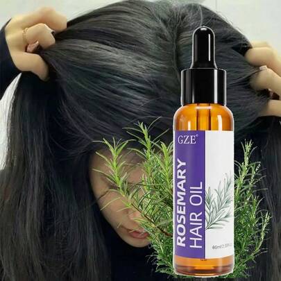Rosmarinhårolja, GZE 100 % naturlig rosmarinhårolja, För alla hårtyper, Stärker och vårdar håret, Ger glans och mjukhet, 60 ml/2,03 fl. oz