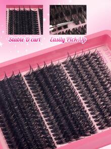 300pcs/Pack Clustered Segmental Fluffy 50D+60D+80D Mixed Length 8-16mm Black Matte Thick Dramatic DIY Eyelashes For Self-Application - View 6