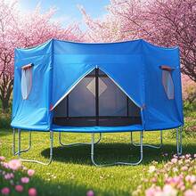 Tent, Waterproof Oxford Cloth Trampoline Cover, Trampoline Tent Cover With Windows, Sunshades, And Skylights, Suitable For Round Trampolines, 6ft-15ft Trampoline Sunshade. - Blue - View 1