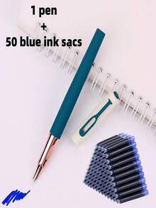 Bộ 1 bút bi + 50 hộp mực thay thế / (1 bút bi kim loại + 50 hộp mực thay thế), Màu sắc cổ điển, Lớp phủ mờ, Thích hợp cho viết hàng ngày, trường học, văn phòng, ký tên kinh doanh, Lựa chọn quà tặng tuyệt vời - Bộ 51 món - Xem 17