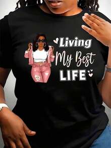 Unisex Size. Women's Plus Size Summer Cotton T-Shirt. 1PC Women's Casual Butterfly Graphic Round Neck Short Sleeve T-Shirt Knitted Fabric Regular Length Top Slight Stretch T-Shirts Sweat-Absorbent Material, Soft And Skin-Friendly. - 黑色 10 - 查看 6