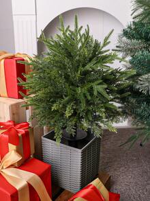 Artificial Christmas Cedar Tree With Ground Stake, Traditional Cedar Pine Cone Ground Stake, UV-Resistant Artificial Cedar Tree, Artificial Plants And Shrubs For Indoor And Outdoor Porch And Garden. Christmas Decoration, Artificial Plants (Boxed Packaging). - Multicolor - View 4