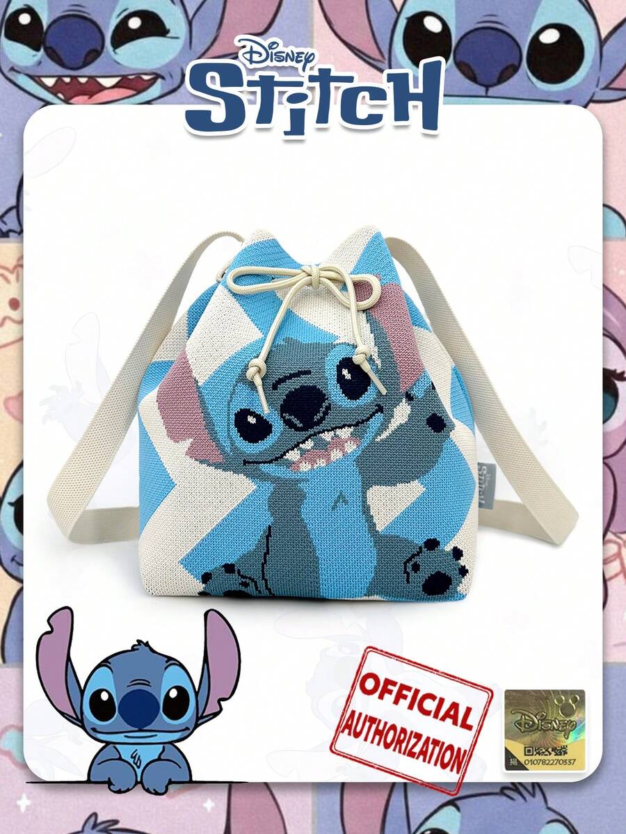Disney 【迪士尼】撞色卡通图案单肩包,抽绳化妆包,时尚斜挎包,适合日常使用,独特设计,旅行购物两相宜,送友佳品 - 藍色 - 查看 1