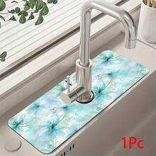 1pc Watercolor Floral Pattern Faucet Cover, Durable Polyester, Quick Drying, Easy To Clean, Suitable For Kitchen And Bathroom, Easy Installation, Daily Decor, Gift, Bathroom Mat, Durable Faucet Cover, Faucet Accessory - Multicolor - View 15