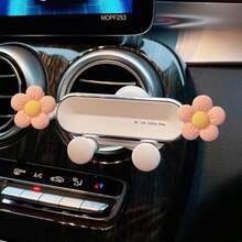 yucen 1PC Floret Car Phone Holder, Exquisite Flower Vent Clip Design, Horizontal & Vertical Air Vent Mount, Auto-Lock & Stable, Universal Car Navigation Bracket, Fashion Car Accessories To Add A Touch Of Exquisiteness - Original Flower - View 9