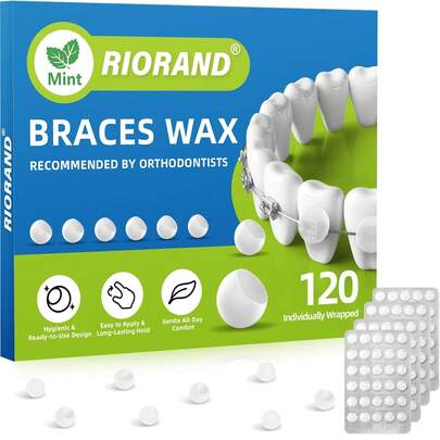 RioRand Orthodontic Wax For Braces Wax 120 Individual Hygienic Packaging Clear Dental Wax Dots Portable And Easy To Tear Mint