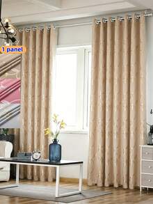 Verdunklungsvorhänge mit Rebblattmuster, goldbedruckte Vorhänge, in verschiedenen Farben und Größen erhältlich, Ösendesign an der Oberseite, geeignet für Wohnzimmer, Schlafzimmer, Esszimmer, Hotel und Arbeitszimmer - Beige mit goldenen Blüten - Übersicht 3