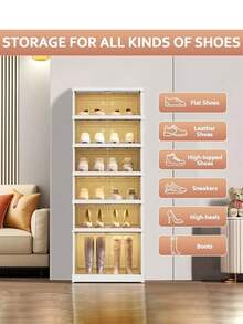 3/6/9-Layer Foldable Shoe Rack Suitable For Wardrobe Entrance. Stackable Transparent Shoe Storage Box With Lid. Large Shoe Rack With Door Height. Plastic Storage Cabinet Easy To Assemble - View 5