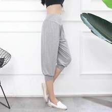 Pantalones Holgados de Cintura Alta de Modal para Mujer, Pantalones Deportivos Casuales de Yoga, Pantalones Tipo Linterna, Ta... - Gris Claro - Ver 1