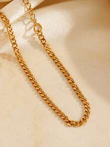 1pc 18K Gold Plated Stainless Steel Personalized Hip-Hop Cuban Link Anklet, Suitable For Women's Daily And Beach Wear - Gold - View 3