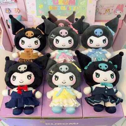  Sanrio Kuromi Campus Diary Series Doll Figurine, Cute Creative Collectible Doll, Fashionable Campus Style Plush Doll, Doll, Girl's Birthday Gift, Desktop Decor