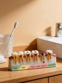 Dental Model Decor, Educational Tooth Anatomy Display With Detailed Cross-Section Design Featuring Enamel, Dentin, Pulp Structure, Caries Simulation, For Dental Health Demonstration, Medical Teaching Aid, Science Classroom Decoration, Learning Desk Display, Realistic Model For Dental Students, Doctor's Office Decor - Multicolor 1 - View 2
