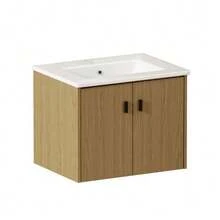 60cm Bathroom Cabinet In Reddish-Brown. Ample Storage Space: 2 Soft-Close Doors. - Camel - View 1