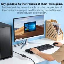 Cable de extensión Ethernet Gigabit CAT6 VegGieg, conector RJ45 macho a hembra blindado de cobre puro, extensor de red para computadora doméstica y router, 0.5m/1m/1.5m/2m/3m/5m - Ver 3