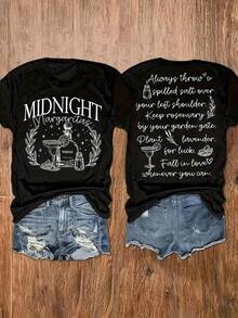 Summer Outfits For WomenCasual Short-Sleeve Crew Neck T-Shirt With Graphic Print, Perfect For Summer And Spring, Designed For WomenLoose And Comfortabletops - 紫色 - 查看 10