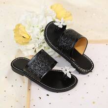 2026 Sandal trẻ em phong cách cổ tích Pháp mới, đi ngoài trời, gót thấp mũi nhọn đính pha lê, sandal xỏ chân, xuân/hè - màu đen - Xem 5