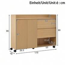 Shoe Cabinet, Mobile Shoe Cabinet With Swivel Casters And Brakes. Arched Top Design, Adjustable Shelf, Soft-Close Hinges - View 2