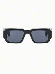 1 Pair Black Square Retro Solid Color Casual Fashionable Glasses Street Style - Black - View 3