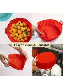 3-5 Quart Silicone Inner Pot, Baking Basket & Baking Tray, Reusable Air Fryer Accessories (1 Set) - Multicolor - View 6