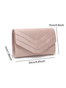 Túi cầm tay nhung hồng, túi xách dự tiệc trang trọng dành cho nữ với dây đeo có thể tháo rời. - Hồng - Xem 2