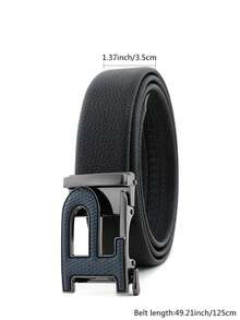 beaytar 1pc Minimalist Letter P Buckle Belt, Multi-Color Options, Exquisite Embossed Leather Men's Waist Belt - Multicolor - View 11