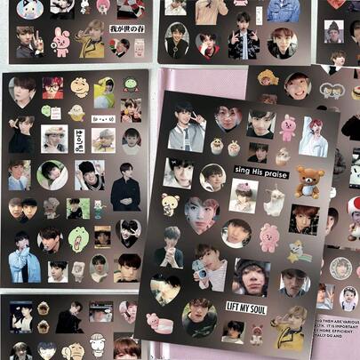 Bộ 8 ảnh thẻ Jeon Jung Kook, hình ảnh thần tượng K-Pop với visual đỉnh cao, kèm sticker chống thấm nước.