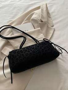 Nueva bolsa de mano con estampado de leopardo a la moda, adecuada para fiestas, salidas, vacaciones, compras y uso diario, puede almacenar monedas, teléfonos, también adecuada como bolso de trabajo para mujeres de carrera, estudiantes universitarias y mujeres profesionales, elegante bolso de oficina para damas - Negro - Ver 8