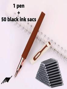 Bộ 1 bút bi + 50 hộp mực thay thế / (1 bút bi kim loại + 50 hộp mực thay thế), Màu sắc cổ điển, Lớp phủ mờ, Thích hợp cho viết hàng ngày, trường học, văn phòng, ký tên kinh doanh, Lựa chọn quà tặng tuyệt vời - Bộ 51 món - Xem 20