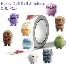 500 st/rulle söta fluffiga monsterklistermärken, kawaii lurviga varelser klistermärken i rulle för gör-det-själv-dagbok, gitarr, laptop, kuvertförsegling och presentinslagning - Multifärgad - Visa 8