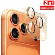 Protector de lente de cámara 2 en 1 de alta calidad y protector de base de lente de metal, compatible con Apple 17 Pro Max, 17 Pro, 17 Pro Max, color original, vidrio templado ultra delgado HD AR+AF, accesorio para teléfono - Azul - Ver 11