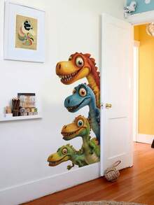 mama look 1pc Large Size PVC Removable Wall Sticker, Cartoon Animals Totem Pole Design Featuring Bears, Foxes, Mice, Lions, Birds, Rabbits Under Moonlight, 4 Peeking Dinosaurs, Animals Peeking In Sunshine, Suitable For Bedroom, Living Room, Study, Dining Room, Predicted For Home Wall Decor, Room Decoration - Multiple Styles - View 6