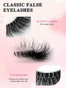 ENCHUW 7 Pairs Lashes With Clear Band Natural Look False Eyelashes Fluffy False Lashes Pack Wispy Eyelashes Curly Makeup Eyelashes For Daily Wear - Black - View 3