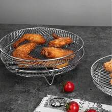 Aksesori Penggorengan Udara Stainless Steel - Dapat Ditumpuk, Cocok untuk Oven dan Penggorengan Udara, Aman untuk Mesin Pencuci Piring, Pilihan Sempurna untuk Memanggang Makanan Sehat Saat Liburan - View 8
