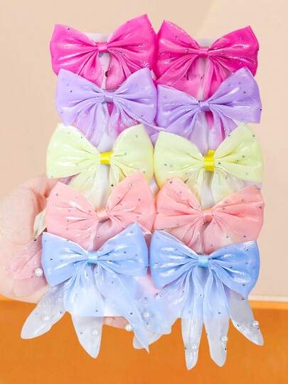 5/10/1 套装薄纱水钻蝴蝶结发夹，蝴蝶印花侧夹，可爱百搭的发饰，适合女性和女孩，适合日常、约会、上学、派对、节日、母亲节礼物