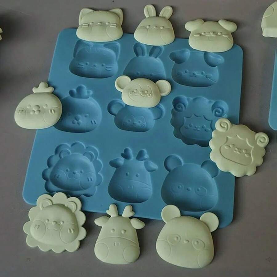 9款蓝色动物硅胶模具，适用于石膏、肥皂、蜡烛、珠宝制作、DIY工艺品、家居装饰 - 動物圖案 - 查看 1