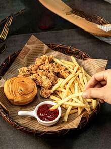 200/100/50pcs Food Paper, Suitable For Packaging, Pad Paper, Decoration, Sandwich Hamburger Biscuit Packaging Paper, Oil Absorption Paper For Dinner Plate, Table Food Basket, Food Pad Paper, Frying Pan Paper, DIY Food Tools - View 9
