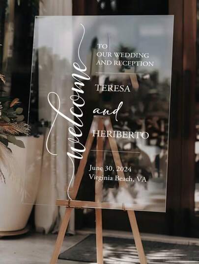Biển chào mừng đám cưới bằng acrylic, biển chào đón lối vào đám cưới hiện đại, đồ trang trí đám cưới, quà tặng đám cưới