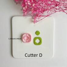 抽象石紋黏土切割器套組，不對稱壓紋聚合物黏土模具，適用現代極簡與波希米亞風耳環，完美契合大地色與中性色調珠寶風格 - 粉色 - 查看 7