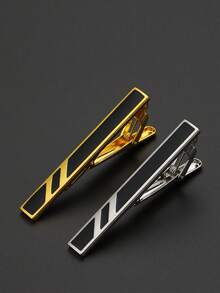 1pc Minimalist Brass Rectangular Enamel Tie Clip, Everyday Wear For Men - Geometry - View 2