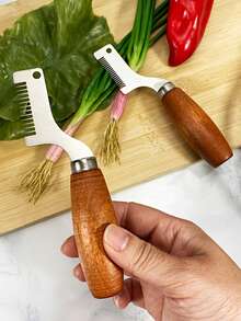1/2pcs Wooden Handle Onion Chopper, Efficient & Uniform Cutting Kitchen Tool, Manual Scallion/Garlic Mincer, Useful Slicer For Home & Restaurant Prep - Multicolor - View 7