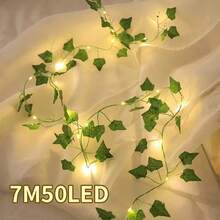 1 bộ đèn dây leo năng lượng mặt trời, đèn LED lá thường xuân giả dài 6,56FT/16,4FT/32,8FT, đèn lá dây leo xanh mô phỏng dùng trang trí sân vườn, hiên nhà, nhà cửa, cắm trại. - Dây đèn mây - Xem 8