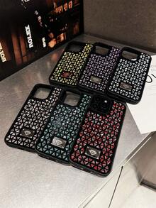 1 pieza Nuevo estuche protector de teléfono suave con cristales brillantes y patrón de rombos retro japonés de lujo para iPhone 17 Pro Max 2026 - Blanco - Ver 7